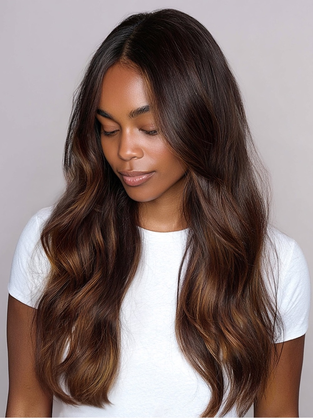 Silk Seam Dark Honey Cocoa 18” Clip In Extensions